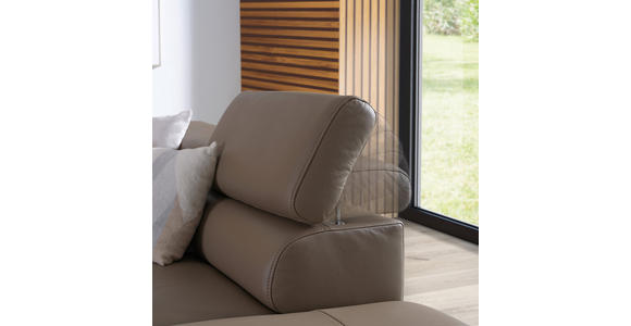 ECKSOFA in Echtleder Haselnussfarben - Schwarz/Haselnussfarben, Design, Leder/Metall (270/220cm) - Novel