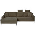 ECKSOFA Braun Cord  - Schwarz/Braun, KONVENTIONELL, Textil/Metall (173/276cm) - Carryhome