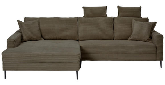 ECKSOFA Braun Cord - Schwarz/Braun, KONVENTIONELL, Textil/Metall (173/276cm) - Carryhome