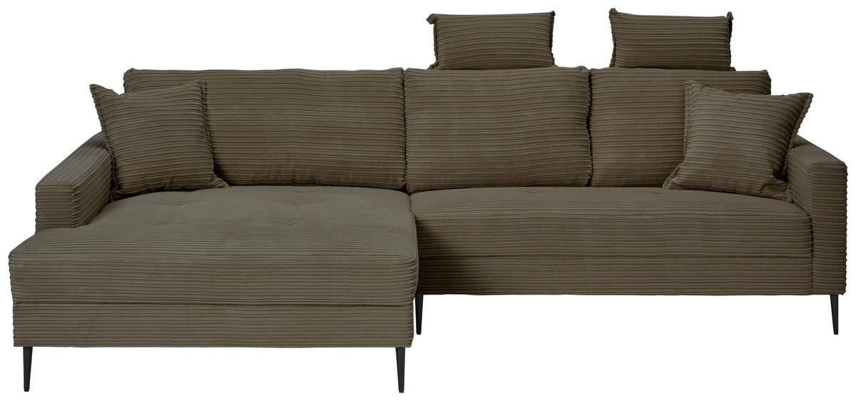 ECKSOFA in Cord Braun  173/276 cm  - Schwarz/Braun, KONVENTIONELL, Textil/Metall (173/276cm) - Carryhome