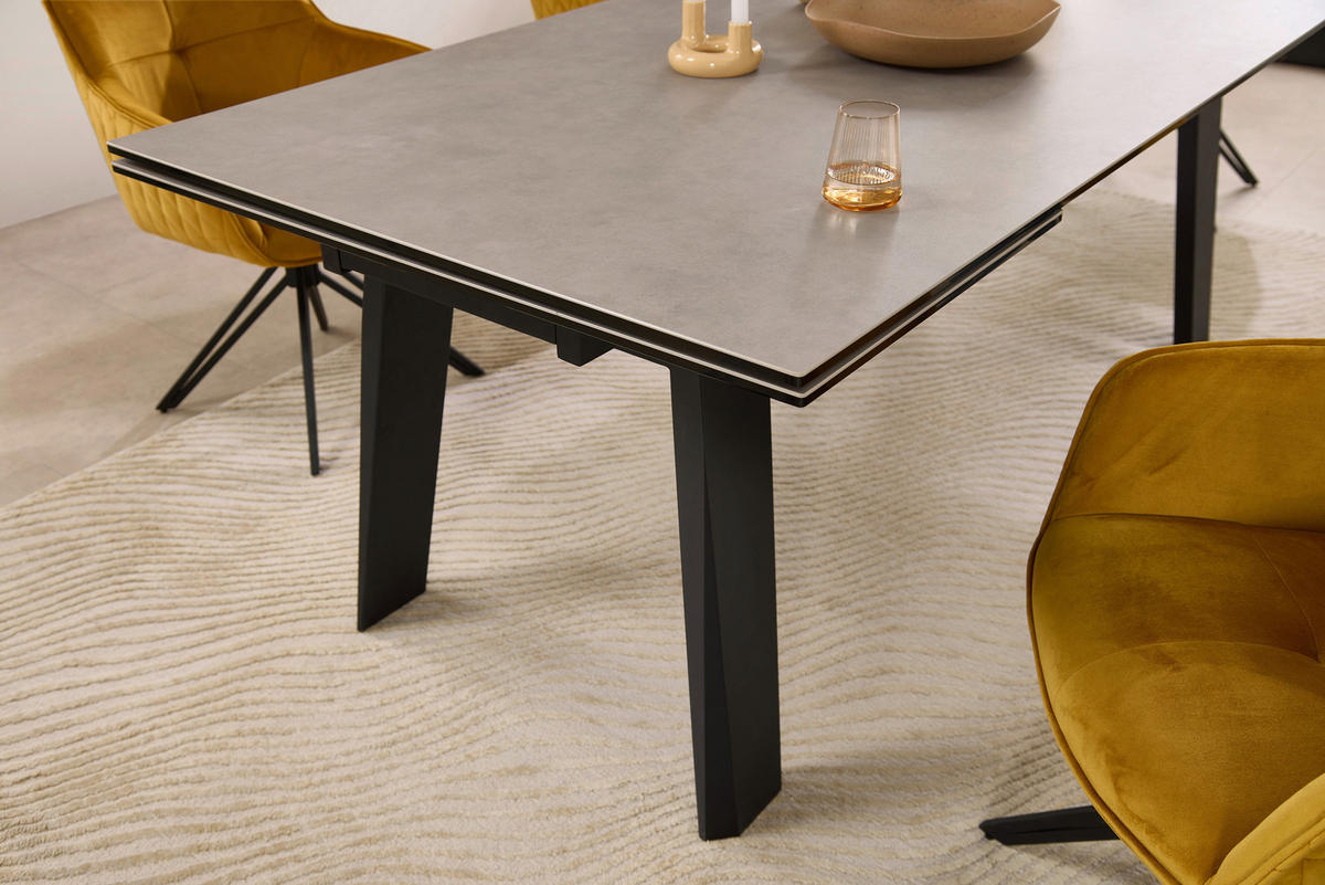 ESSTISCH in Metall, Glas, Keramik 200-300/100/76 cm  - Schwarz/Grau, Modern, Glas/Keramik (200-300/100/76cm) - Livetastic