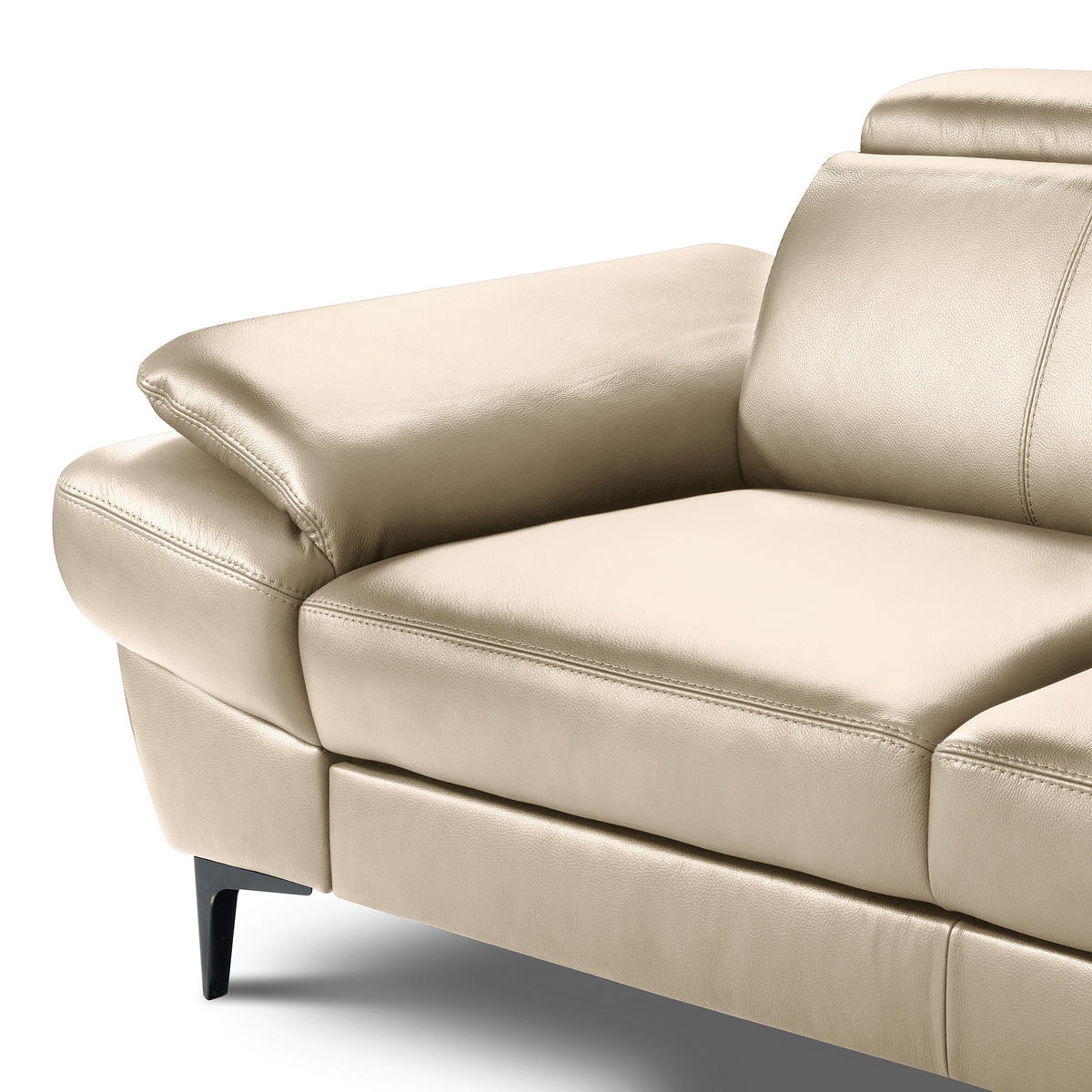 ECKSOFA  in Lederlook Echtleder Grau  - Schwarz/Grau, Design, Leder/Textil (264/211cm) - Livetastic