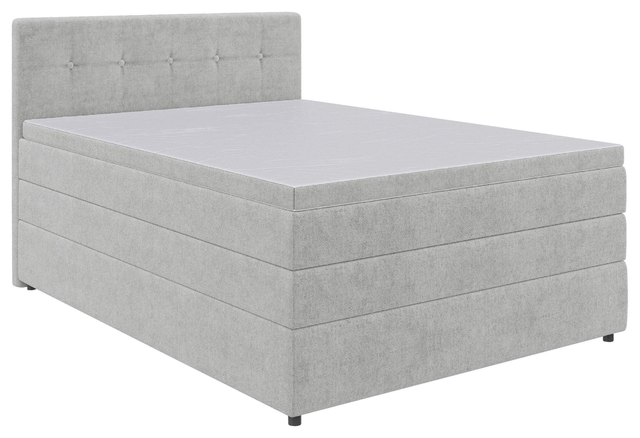 BOXSPRINGBETT 140/200 cm  in Hellgrau  - Hellgrau/Schwarz, KONVENTIONELL, Kunststoff/Textil (140/200cm) - Carryhome