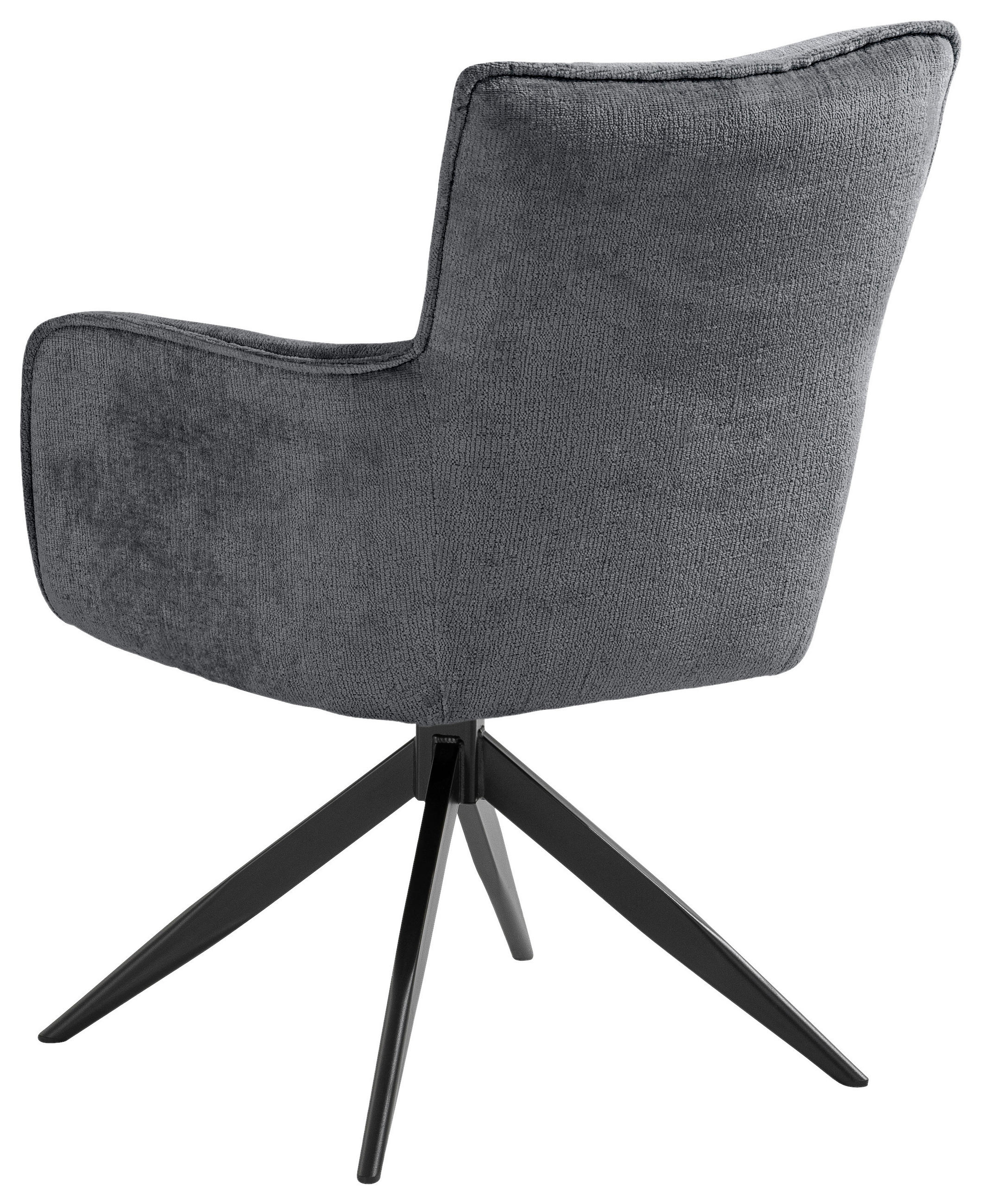 ARMLEHNSTUHL  in Eisen Mikrofaser  - Dunkelgrau/Schwarz, Design, Textil/Metall (59/89/63cm) - SetOne by Musterring