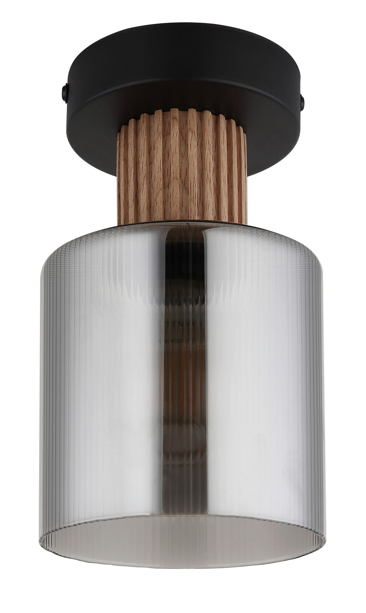 DECKENLEUCHTE  12/21 cm    - Dunkelbraun/Schwarz, Natur, Glas/Holz (12/21cm) - Globo