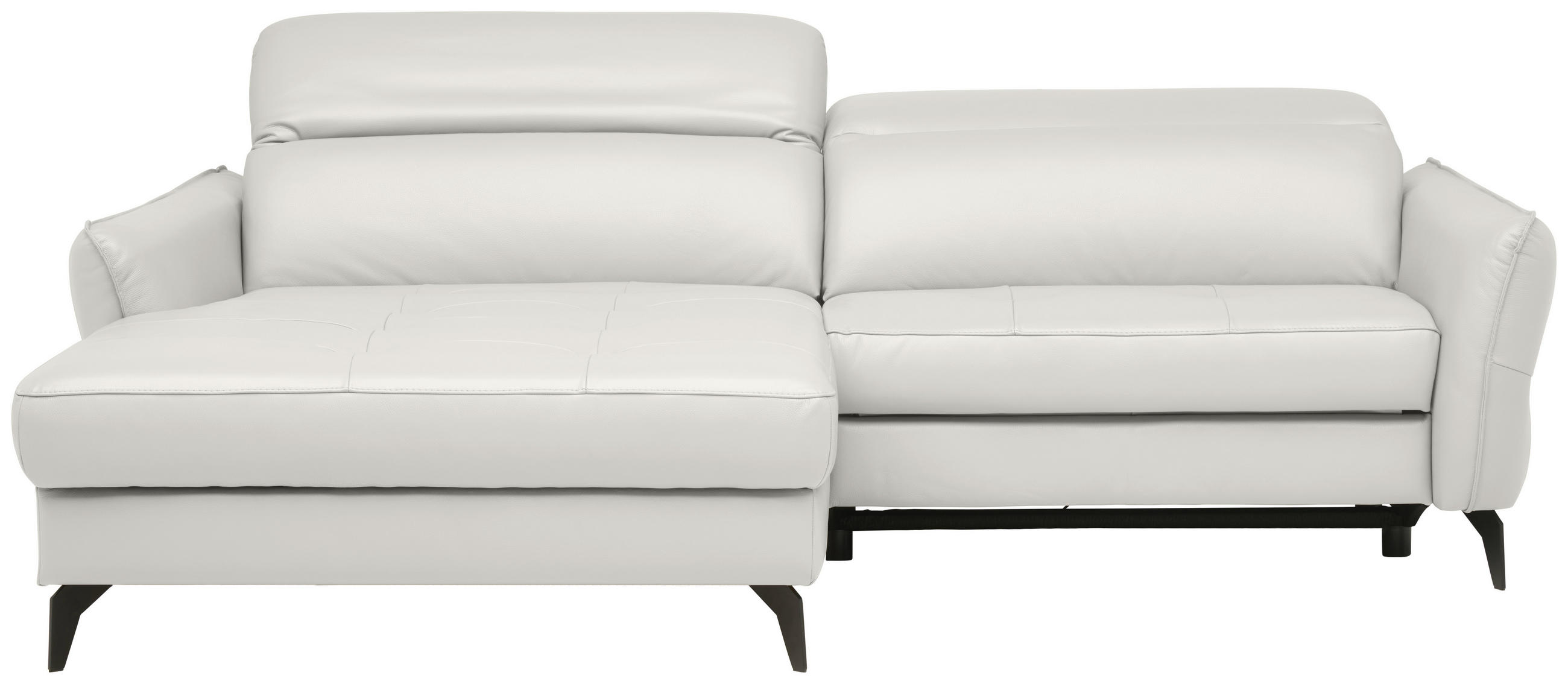 ECKSOFA Creme Echtleder  - Creme/Schwarz, Design, Leder/Metall (175/246cm) - Livetastic