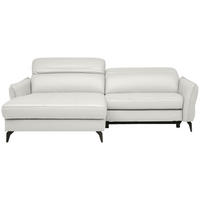 ECKSOFA Creme Echtleder  - Creme/Schwarz, Design, Leder/Metall (175/246cm) - Livetastic
