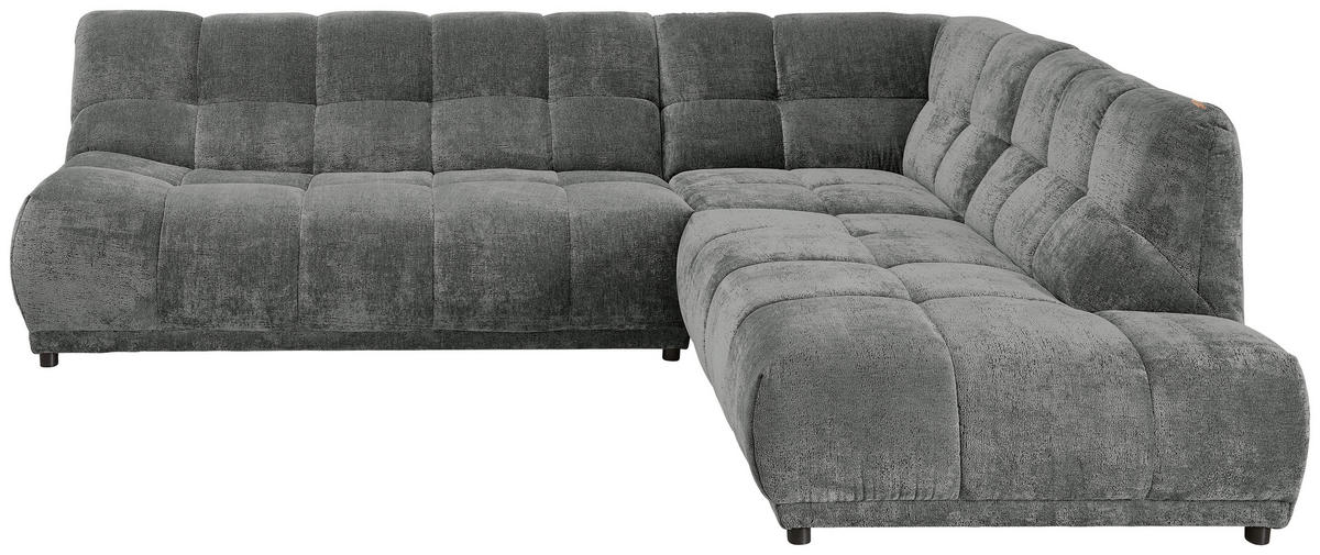 ECKSOFA ITALIA in Chenille Anthrazit  284/250 cm  - Anthrazit/Schwarz, MODERN, Kunststoff/Textil (284/250cm) - Livetastic