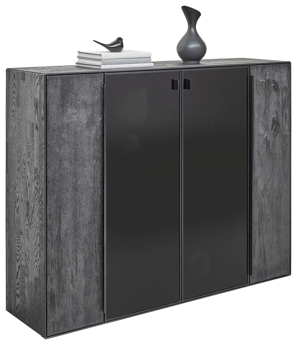 SIDEBOARD Schwarz, Eichefarben  152/119,1/39,5 cm  - Eichefarben/Anthrazit, Natur, Glas/Holz (152/119,1/39,5cm) - Valnatura