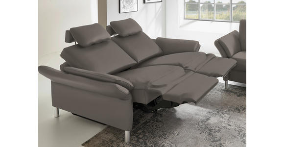 3-SITZER-SOFA Latina in Echtleder Graubraun   - Graubraun/Alufarben, Design, Leder/Metall (190/82/99cm) - Dieter Knoll