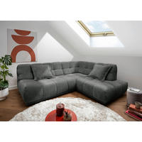 ECKSOFA Chenille Anthrazit  - Anthrazit/Schwarz, Modern, Kunststoff/Textil (254/203cm) - Livetastic
