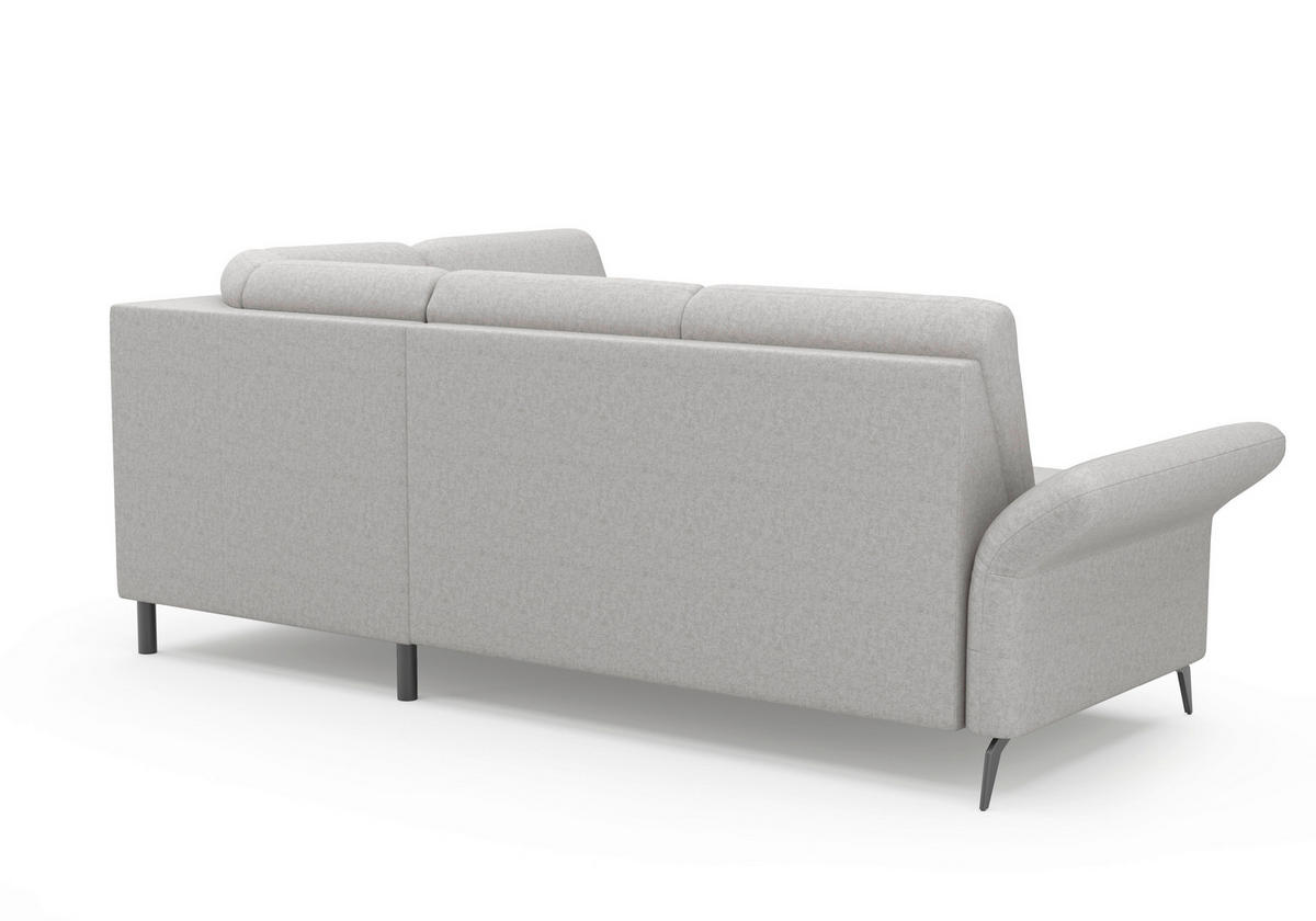 ECKSOFA ROCHELLE E Hellgrau Flachgewebe  - Hellgrau/Schwarz, KONVENTIONELL, Textil/Metall (240/216cm) - Sit & More