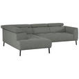ECKSOFA in Feincord Hellgrau  205/280 cm  - Hellgrau/Schwarz, Design, Textil/Metall (205/280cm) - Xora