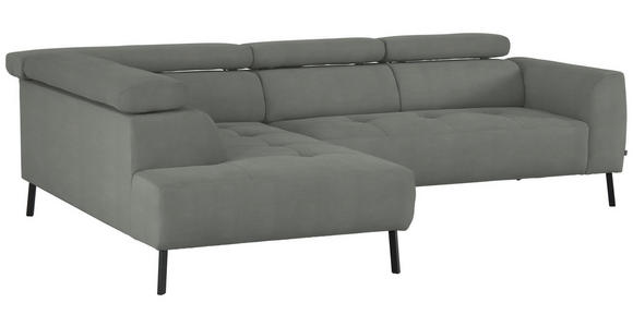 ECKSOFA in Feincord Hellgrau 205/280 cm - Hellgrau/Schwarz, Design, Textil/Metall (205/280cm) - Xora