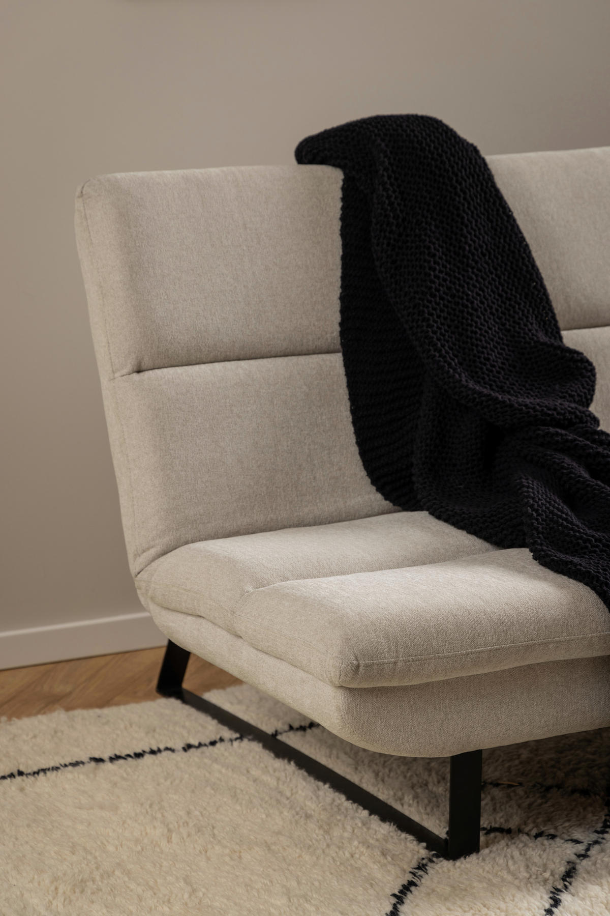 SCHLAFSOFA in Textil Beige  - Beige/Schwarz, Konventionell, Textil/Metall (200/91/124cm) - MID.YOU