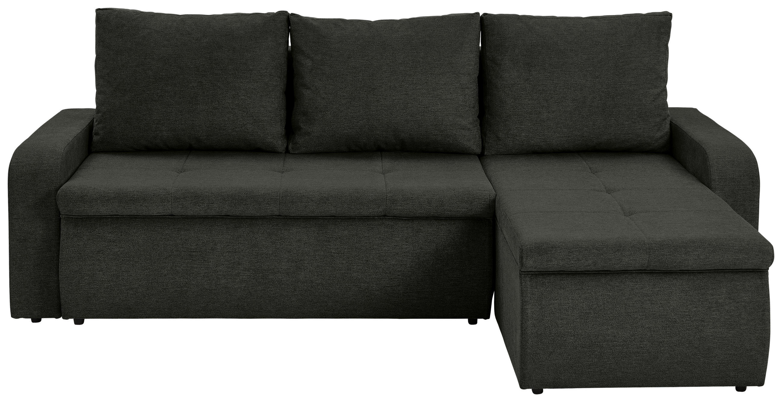 ECKSOFA Schwarz Webstoff  - Schwarz, KONVENTIONELL, Kunststoff/Textil (235/158cm) - Carryhome