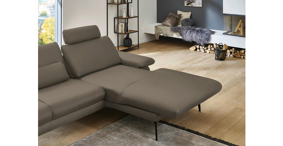ECKSOFA in Echtleder Greige 310/180 cm - Greige/Schwarz, Design, Leder/Metall (310/180cm) - Dieter Knoll