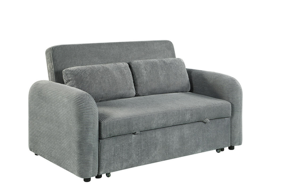 SCHLAFSOFA Cord Dunkelgrau  - Dunkelgrau/Schwarz, Design, Kunststoff/Textil (150/86/90cm) - MID.YOU