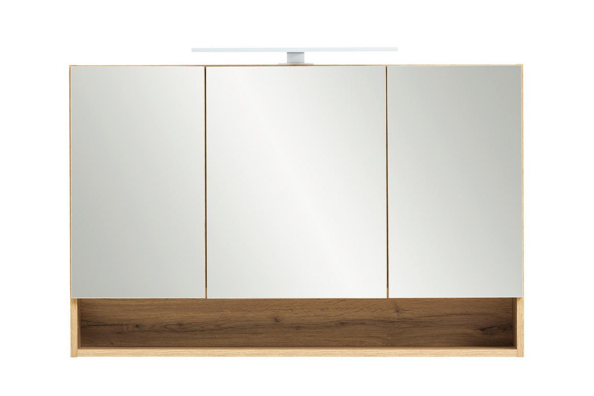 SPIEGELSCHRANK 100/64/20 cm  - Chromfarben/Eiche Wotan, Natur, Glas/Holzwerkstoff (100/64/20cm) - Xora