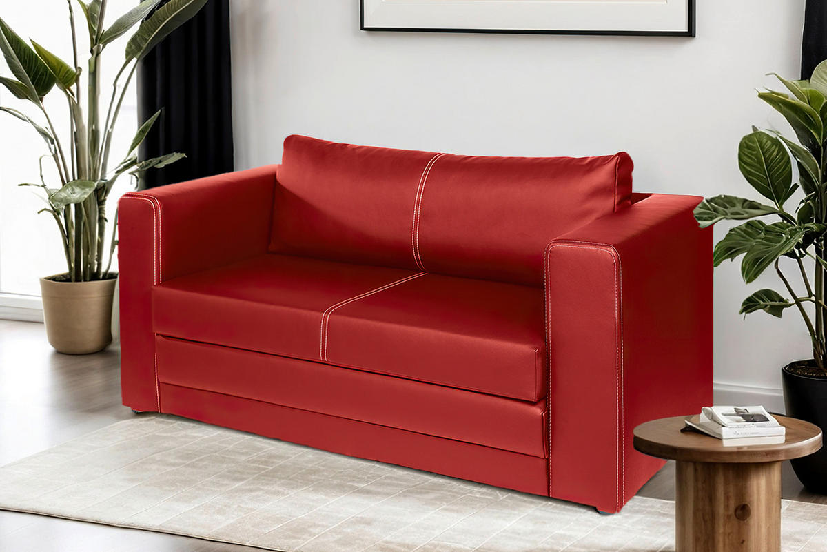 SCHLAFSOFA in Textil Rot  - Weiss/Rot, Design, Kunststoff/Textil (150/78/70cm) - Livetastic