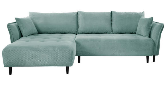 ECKSOFA  in Chenille Mintgrün  - Schwarz/Mintgrün, KONVENTIONELL, Holz/Textil (160/290cm) - Carryhome