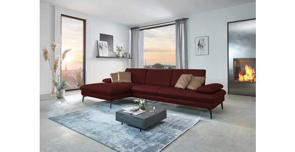 ECKSOFA in Echtleder Beere 157/325 cm - Beere/Schwarz, Design, Leder/Metall (157/325cm) - Dieter Knoll