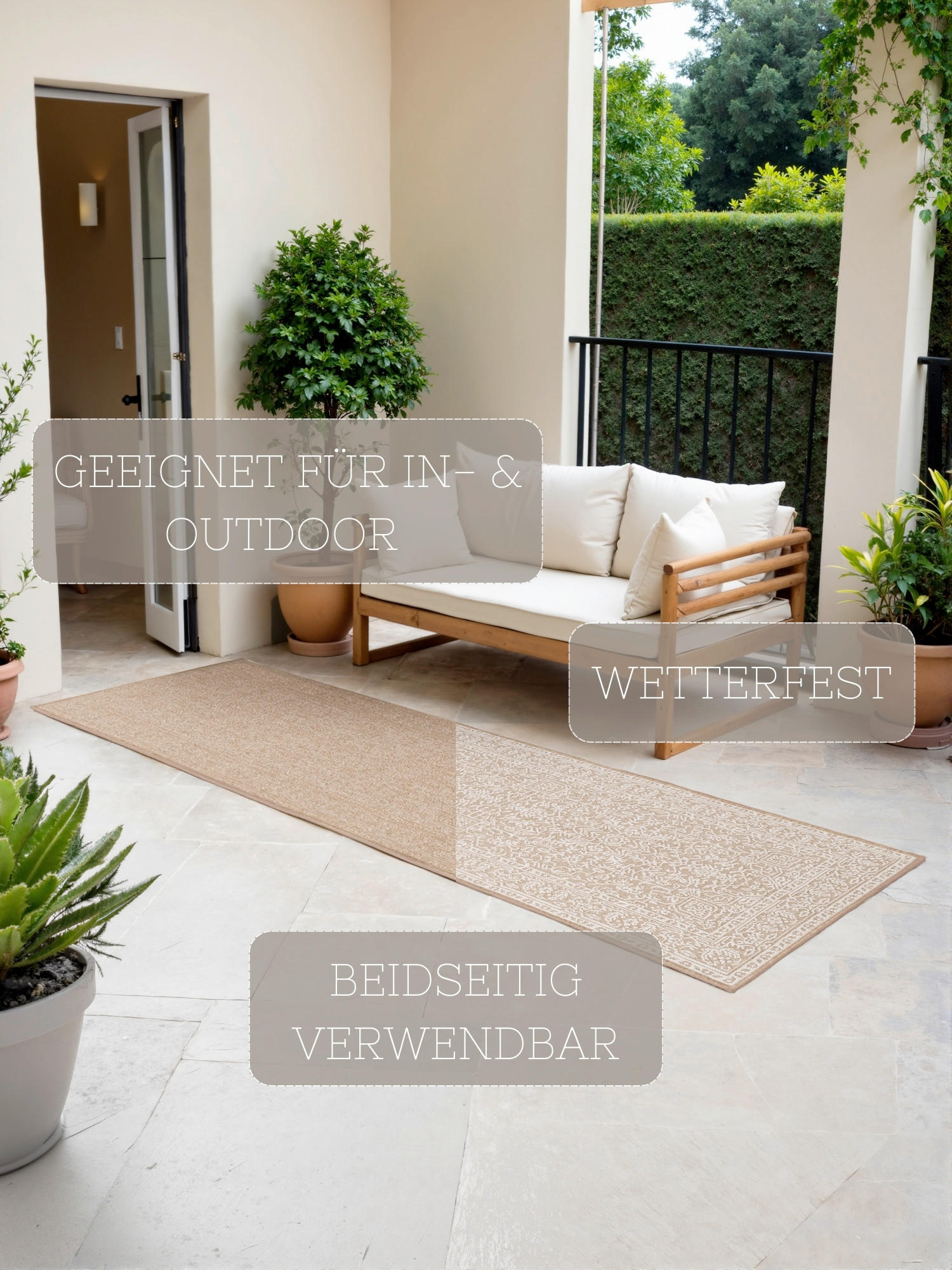 LÄUFER 80/250 cm Duet  - Sandfarben/Weiß, Design, Kunststoff (80/250cm)