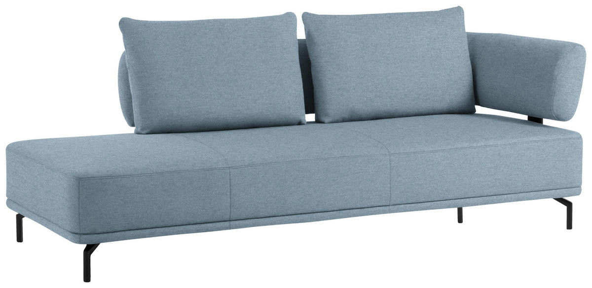 RÉCAMIERE Hellgrau, Hellblau Flachgewebe  - Hellgrau/Schwarz, Design, Textil/Metall (227/89/101cm) - Dieter Knoll