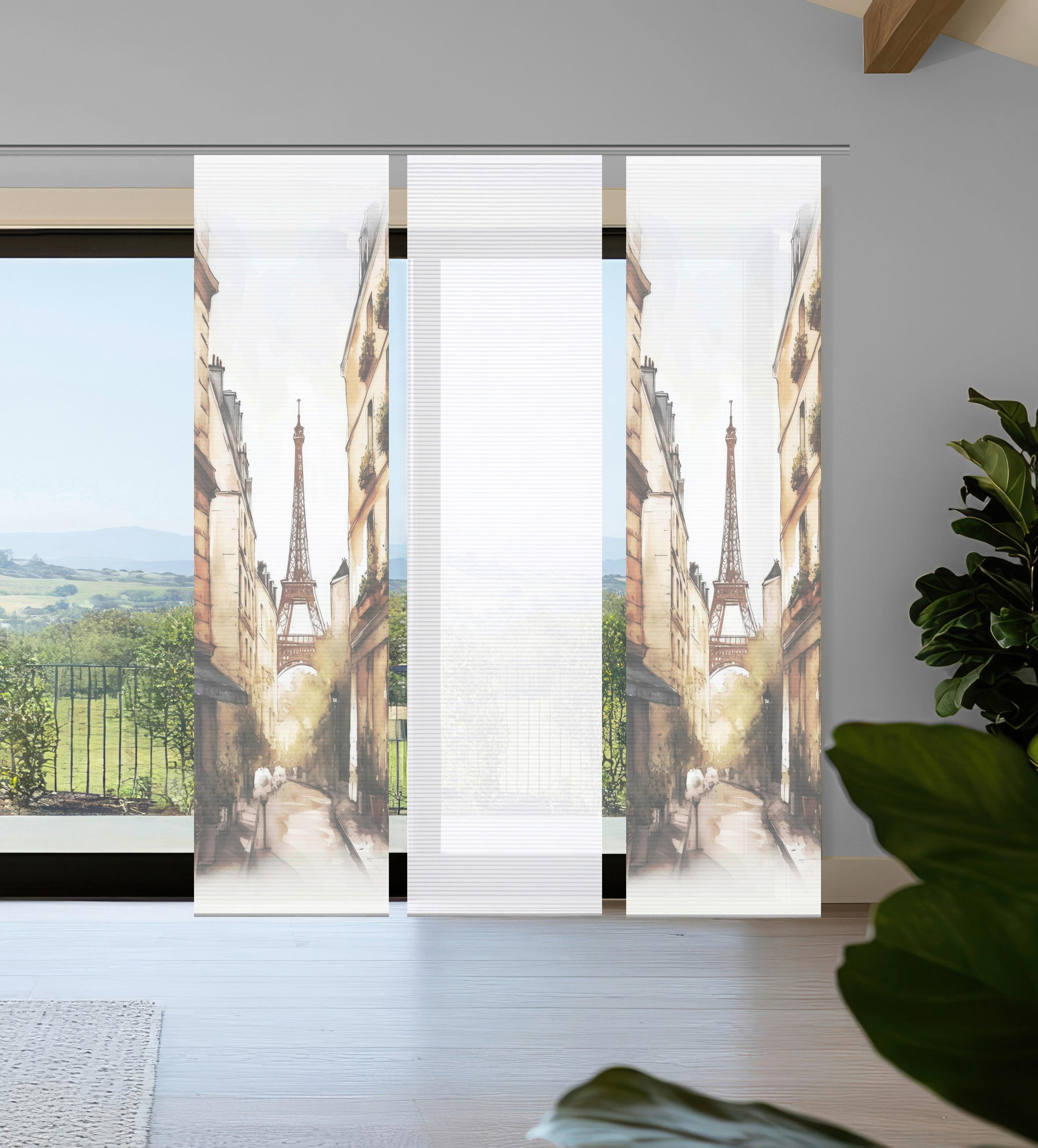 FLÄCHENVORHANG  3 Stück  blickdicht  60/245 cm   - Naturfarben/Weiß, LIFESTYLE, Textil (60/245cm)