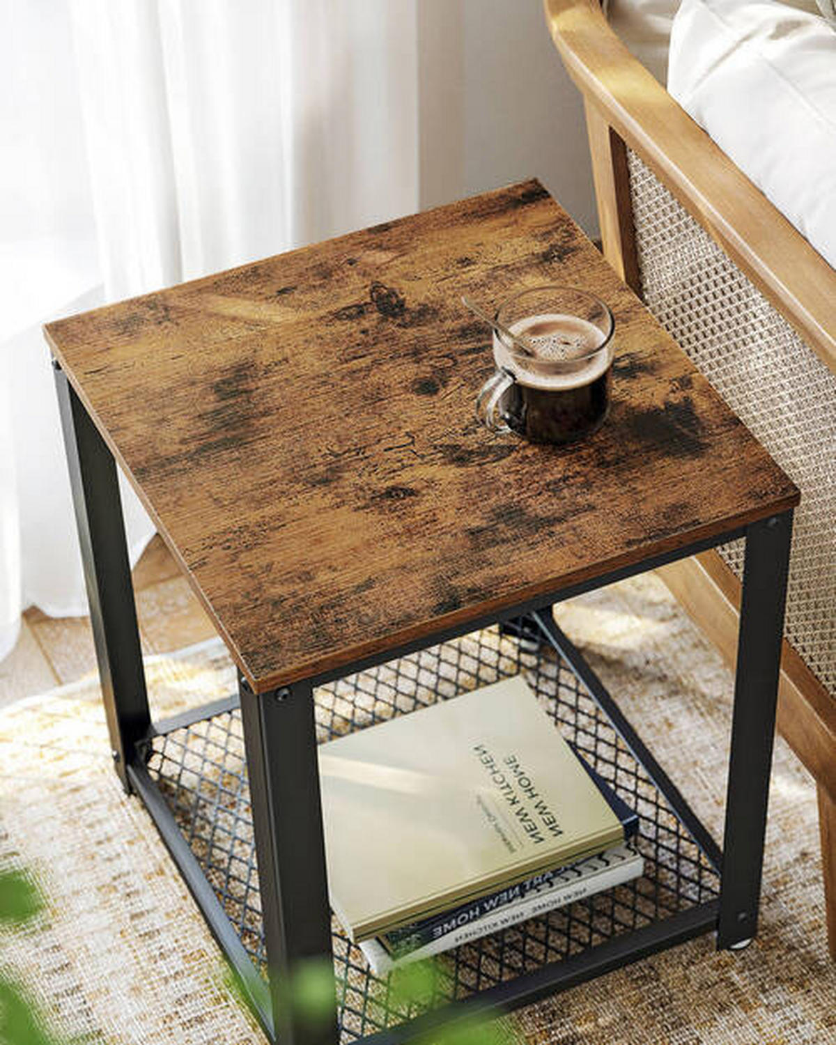 BEISTELLTISCH Braun, Schwarz quadratisch  - Schwarz/Braun, Trend, Holzwerkstoff/Metall (45/55/45cm) - Boxxx