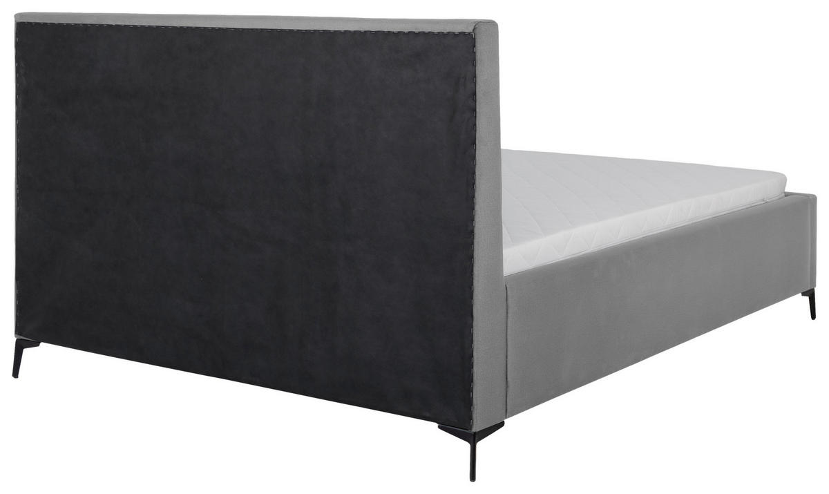 POLSTERBETT 180/200 cm, inkl. Lattenrost, Bettkasten,  in Grau  - Birkefarben/Schwarz, KONVENTIONELL, Holz/Textil (180/200cm) - Boxxx