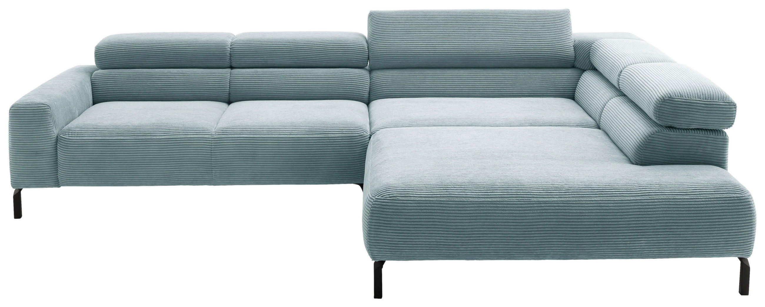 ECKSOFA inkl. Funktion Hellblau Cord  - Schwarz/Hellblau, MODERN, Textil/Metall (314-317/221-224cm) - Pure Home Lifestyle