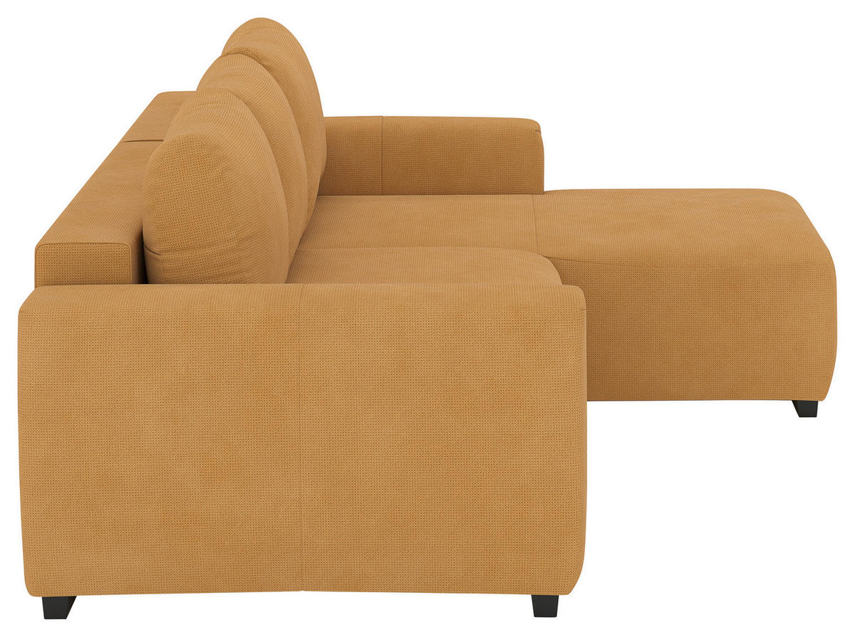 ECKSOFA  in Mikrofaser Senfgelb  - Senfgelb/Schwarz, Trend, Kunststoff/Textil (252/170cm) - MID.YOU
