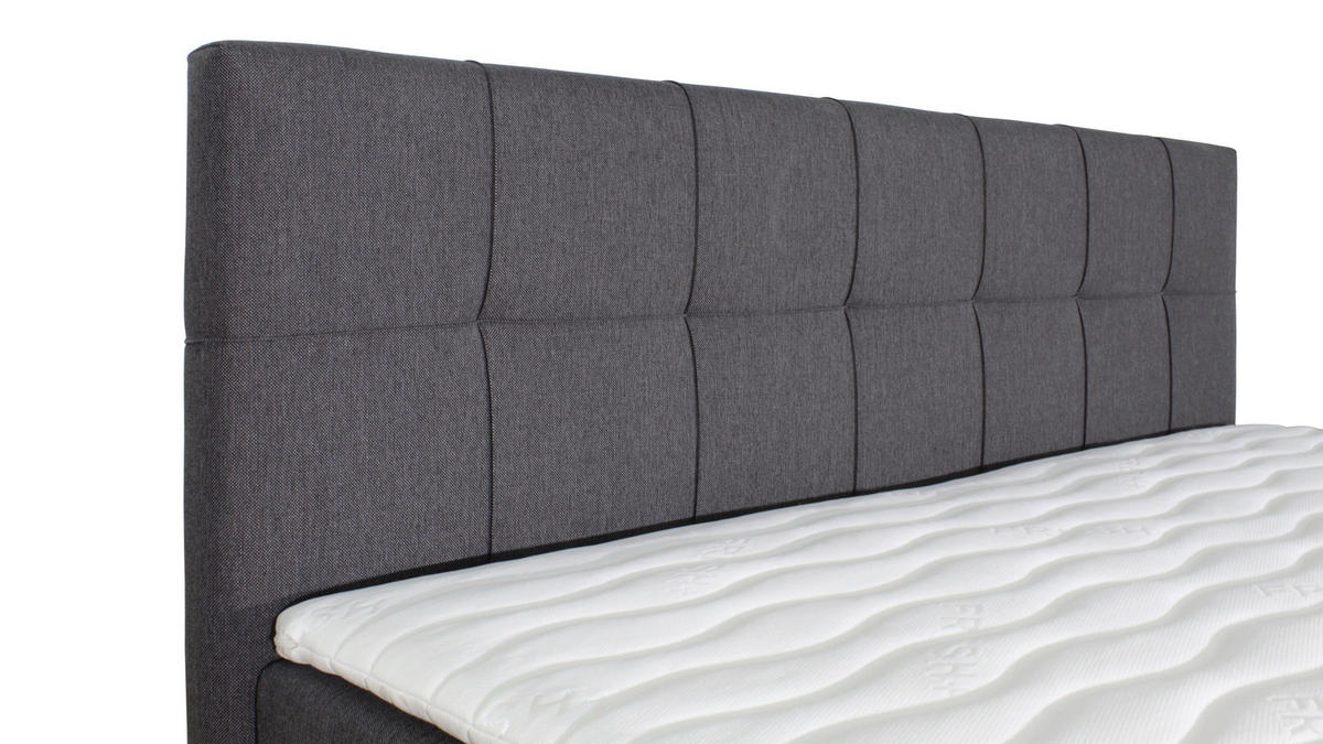 BOXBETT 180/200 cm  in Anthrazit  - Anthrazit/Silberfarben, Modern, Textil (180/200cm) - MID.YOU