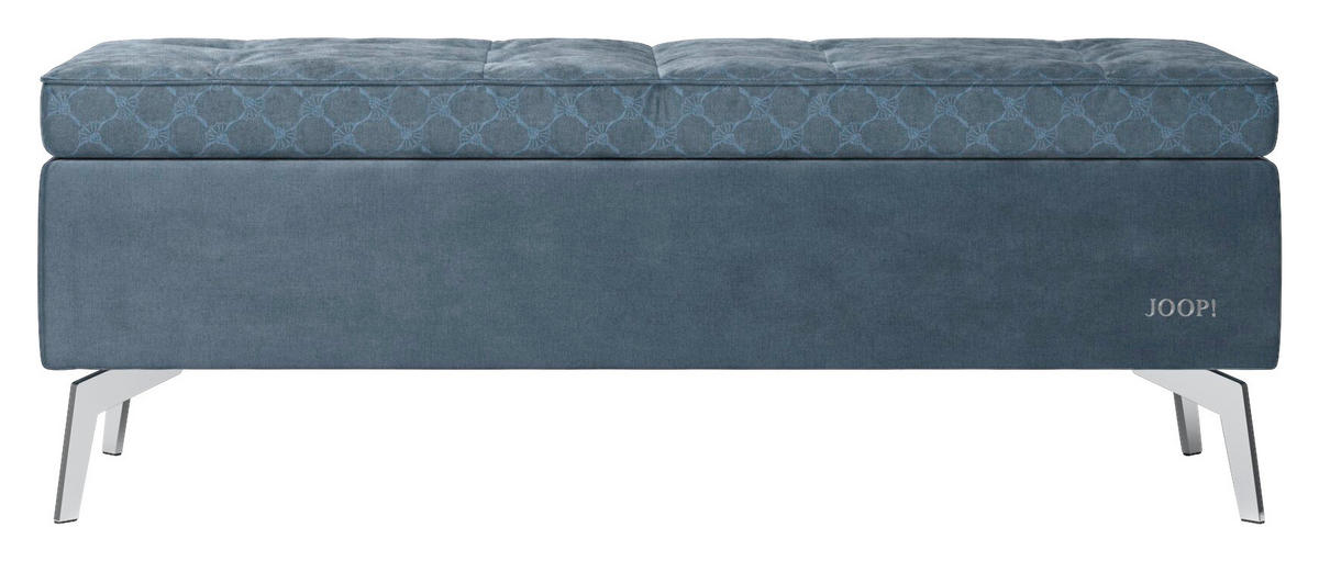 BETTBANK 143/54/51 cm   - Chromfarben/Graublau, Design, Textil/Metall (143/54/51cm) - Joop!