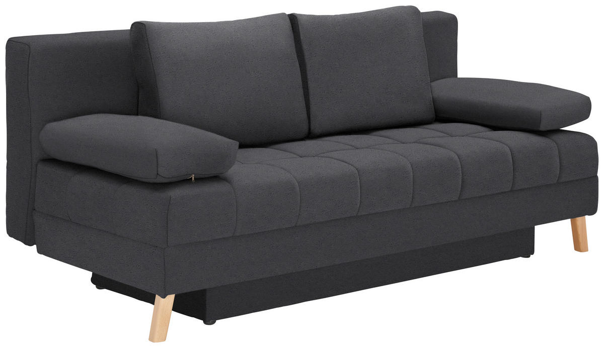 SCHLAFSOFA in Flachgewebe Grau  - Naturfarben/Grau, Konventionell, Holz/Textil (195/90/90cm) - Cantus