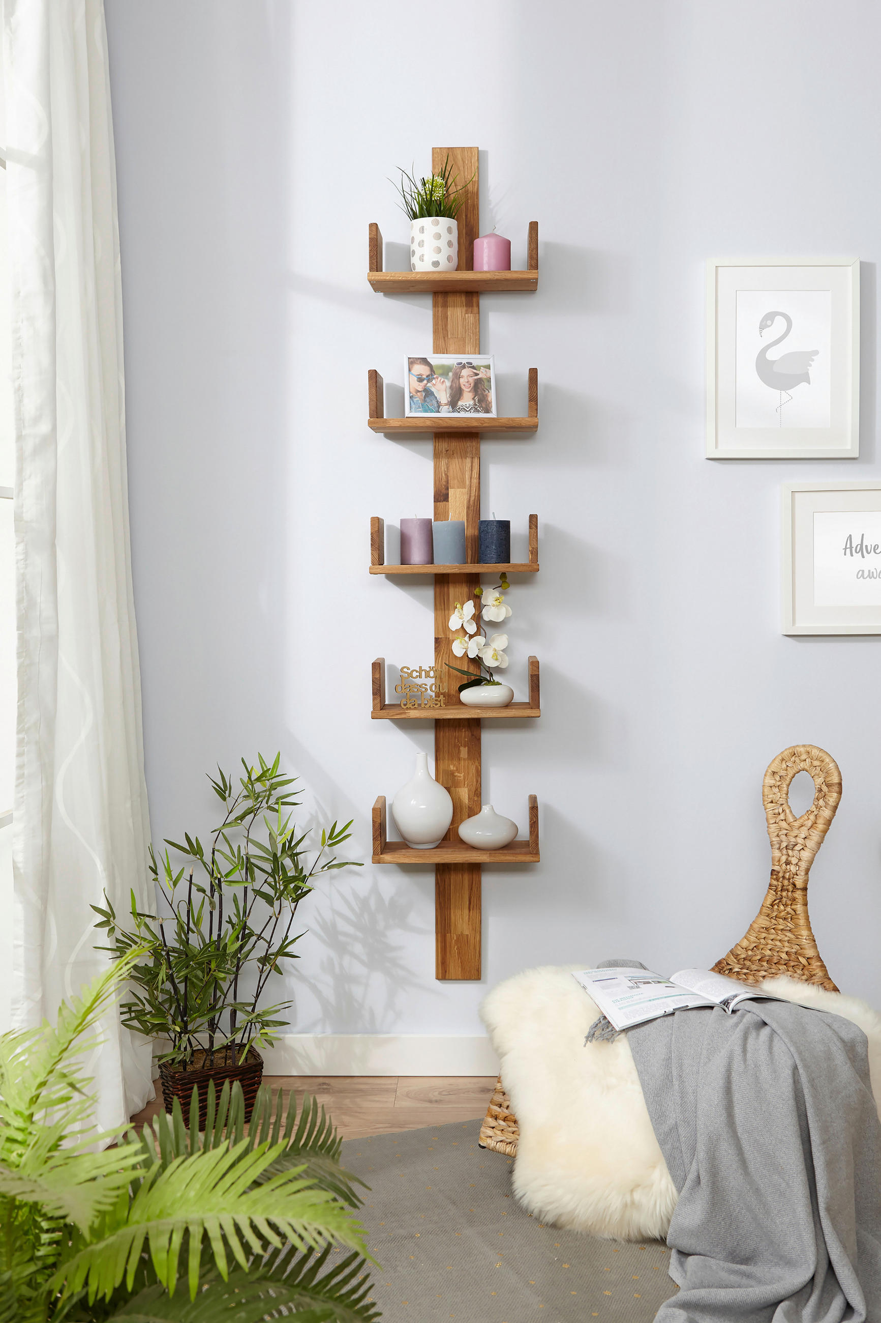 WANDREGAL 35/180/17 cm  - Naturfarben, Modern, Holz (35/180/17cm) - MID.YOU