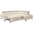 ECKSOFA in Struktur Beige  - Beige/Schwarz, MODERN, Textil/Metall (254/212cm) - Carryhome