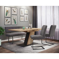 TISCHGRUPPE   - Anthrazit/Schwarz, MODERN, Textil/Metall (140-180/76/90cm) - P & B