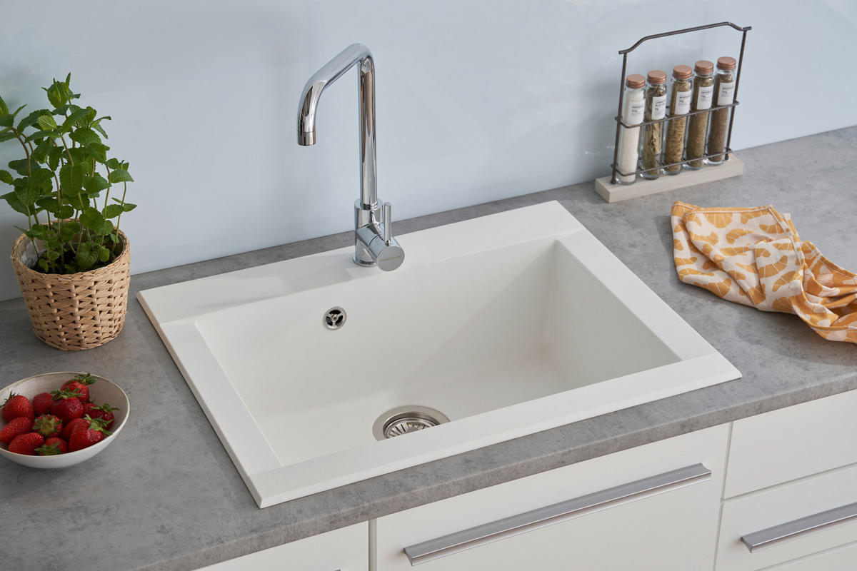 SPÜLE 1712OHIO66X50W  - Weiß, Trend, Glas/Kunststoff (66/21/50cm) - Respekta