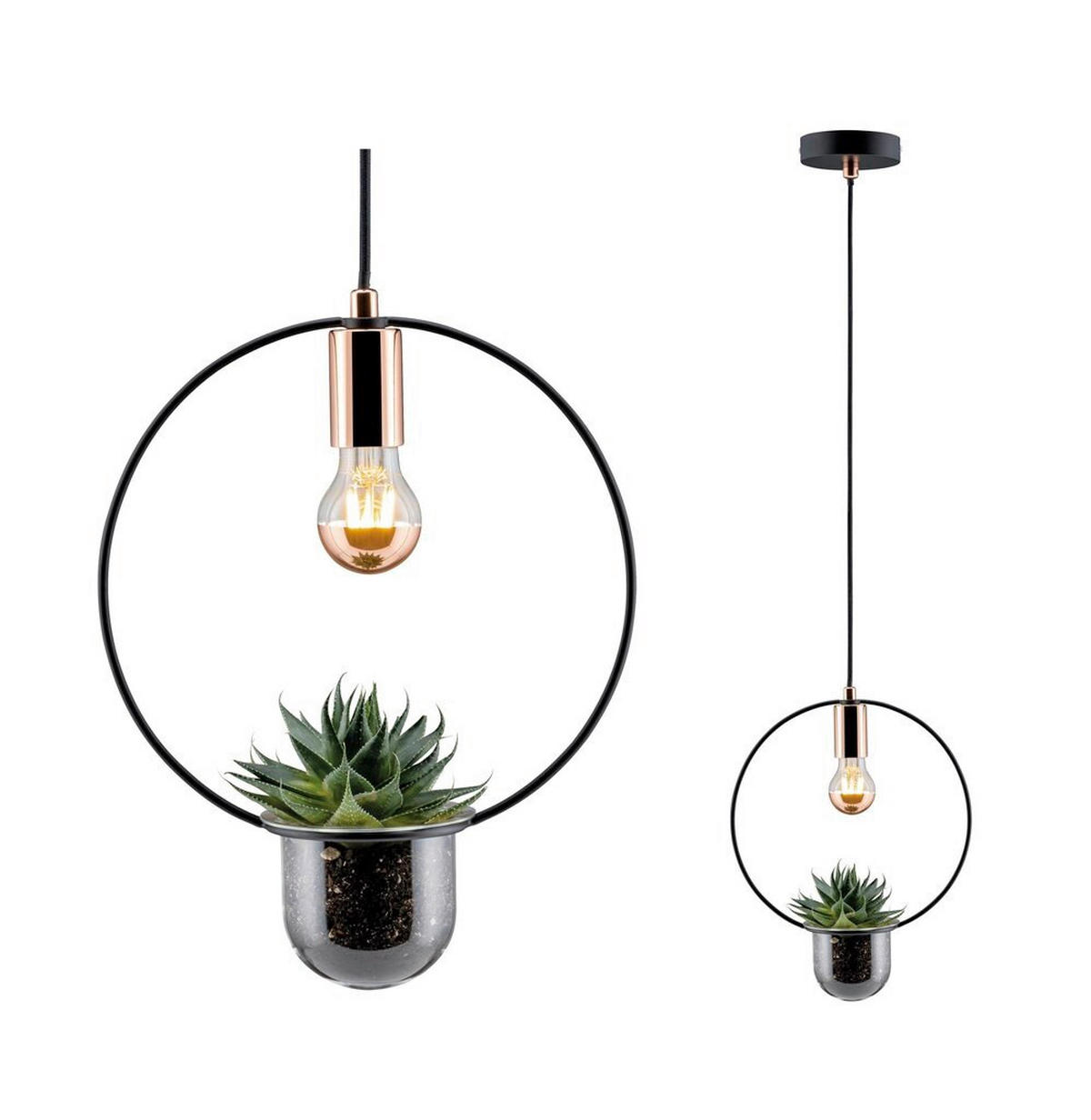 HÄNGELEUCHTE 30 cm  - Schwarz/Kupferfarben, Design, Glas/Metall (30cm) - Paulmann