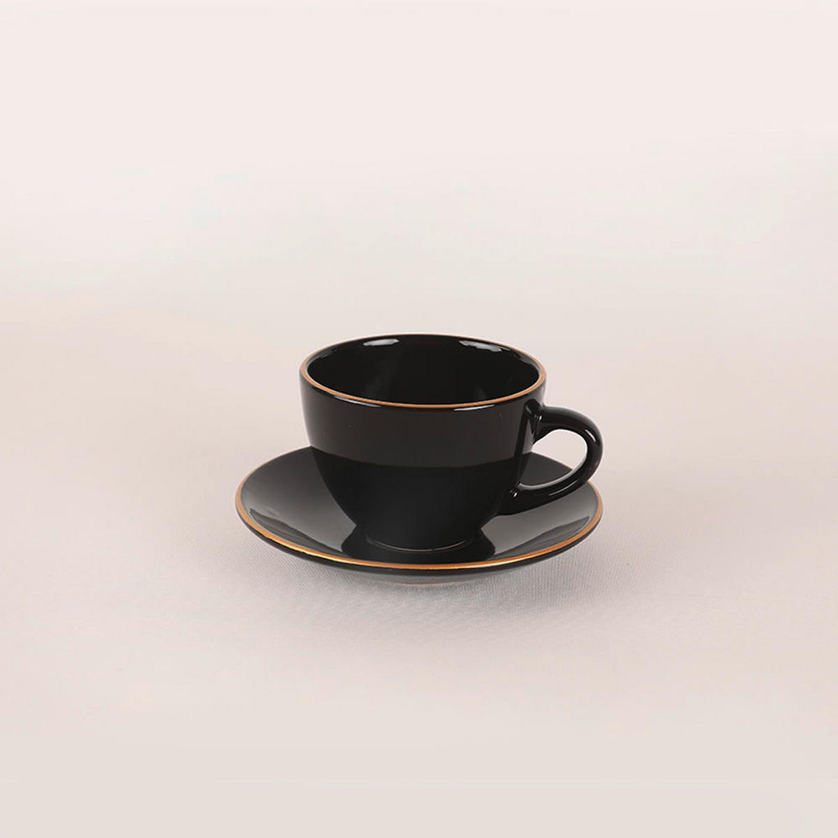 KOMBISERVICE Schwarz, Goldfarben 42-teilig 6 Personen  - Goldfarben/Schwarz, Basics, Keramik (19/19/19cm) - P & B