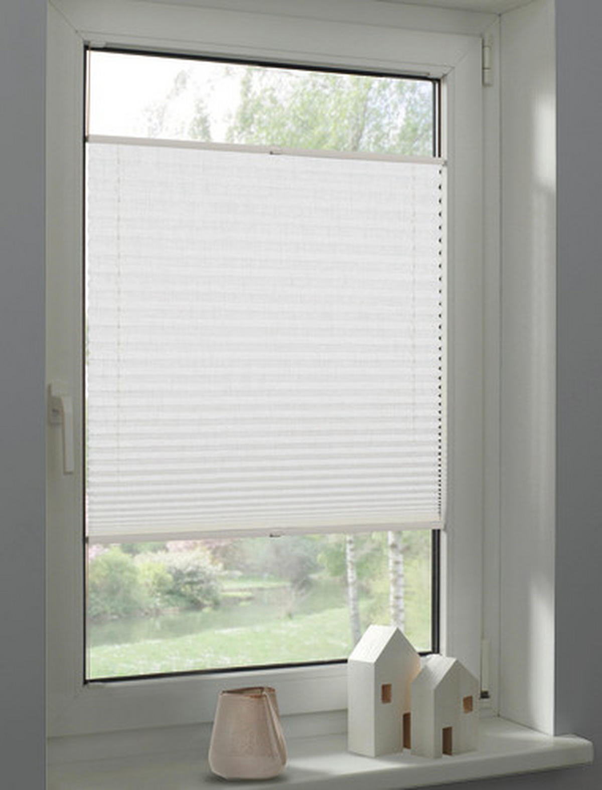 PLISSÉGARDIN  - vit, Basics, textil (40/130cm) - Schöner Wohnen