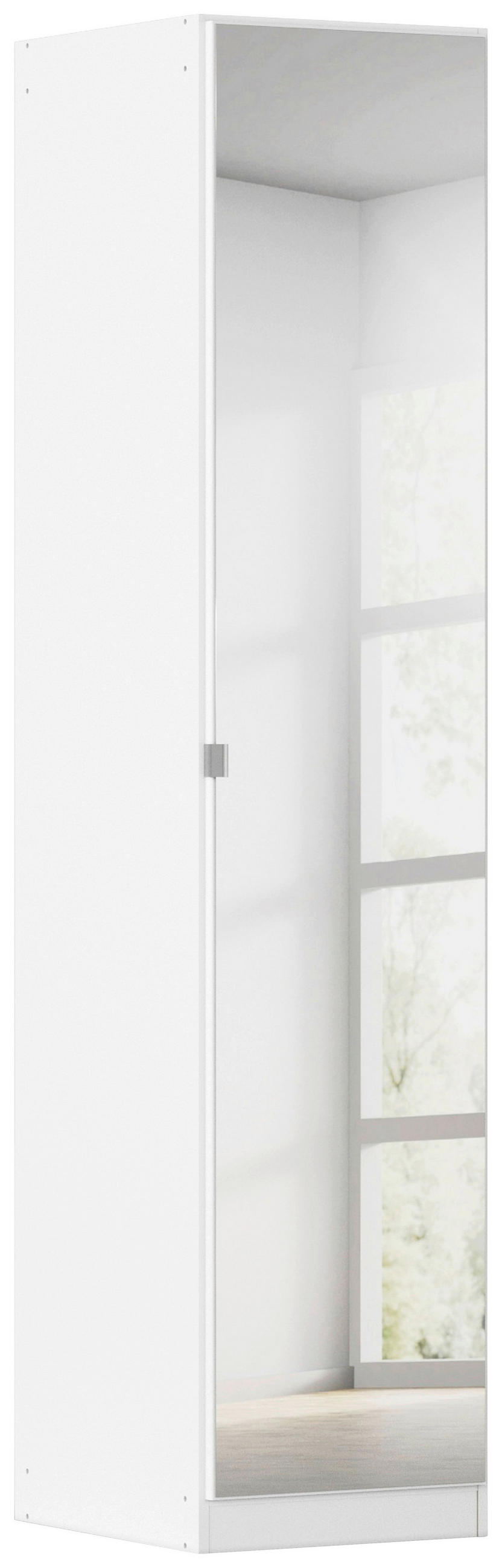 DREHTÜRENSCHRANK 47/210/54 cm,  in Weiß, 1-türig  - Alufarben/Weiß, KONVENTIONELL, Glas/Holzwerkstoff (47/210/54cm) - home24