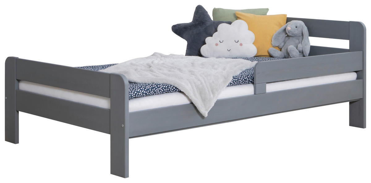 BETT 120/200 cm  in Hellgrau  - Hellgrau/Naturfarben, MODERN, Holz/Textil (120/200cm) - MID.YOU