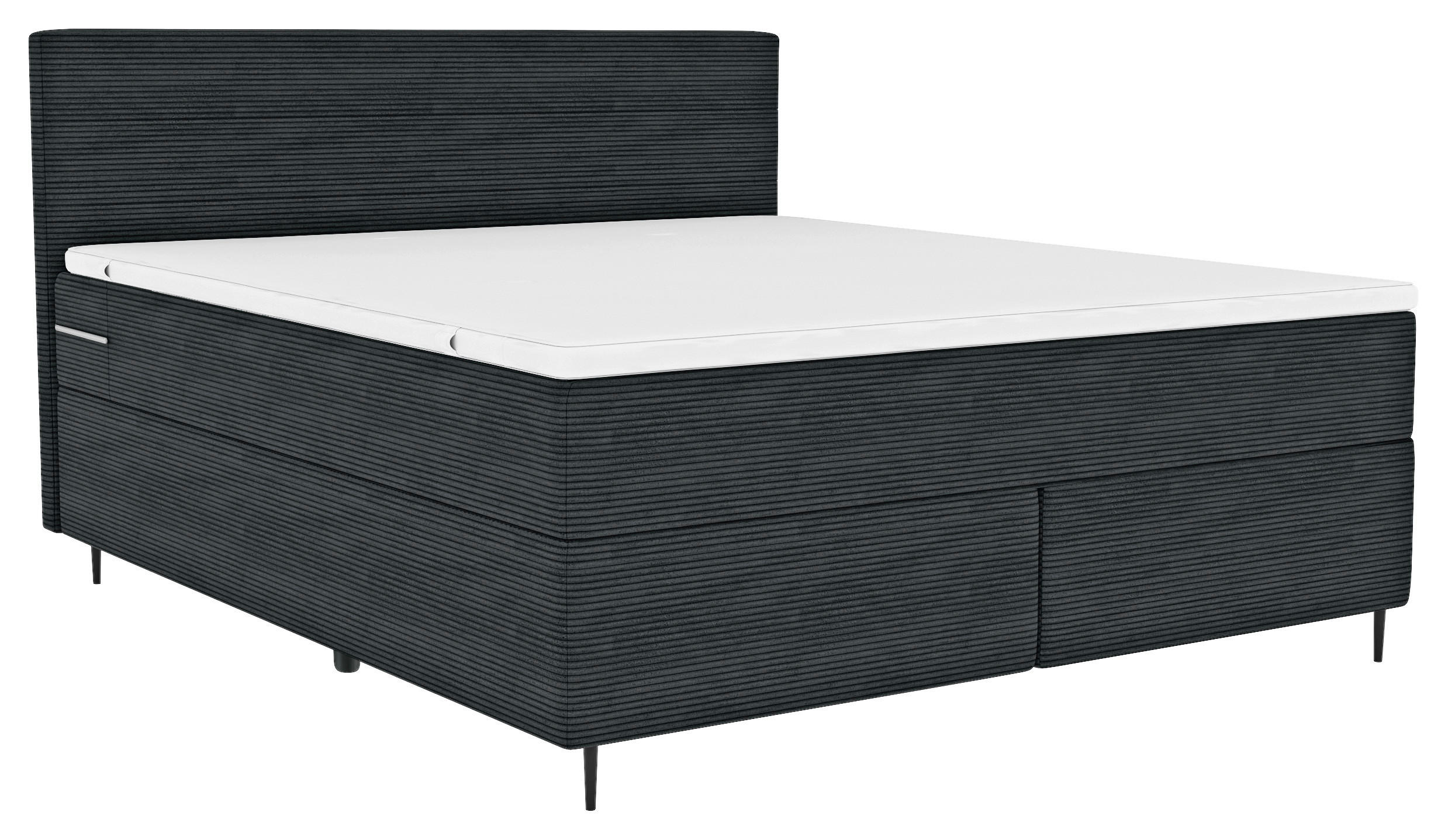 BOXSPRINGBETT 180/200 cm  in Anthrazit  - Anthrazit/Schwarz, KONVENTIONELL, Textil/Metall (180/200cm) - Boxxx