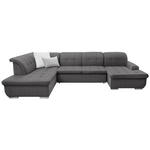 WOHNLANDSCHAFT in Flachgewebe Dunkelgrau  - Dunkelgrau/Silberfarben, Design, Textil/Metall (208/342/145cm) - Cantus