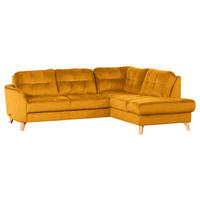 Colțar, textil, galben, 236/190 cm - culoare lemn fag/galben, Design, lemn/textil (236/190cm) - Livetastic
