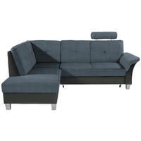 ECKSOFA Blau, Graphitfarben Webstoff Bettkasten, Schlaffunktion, Kopfstütze  - Blau/Silberfarben, KONVENTIONELL, Holz/Textil (196/245cm) - Livetastic