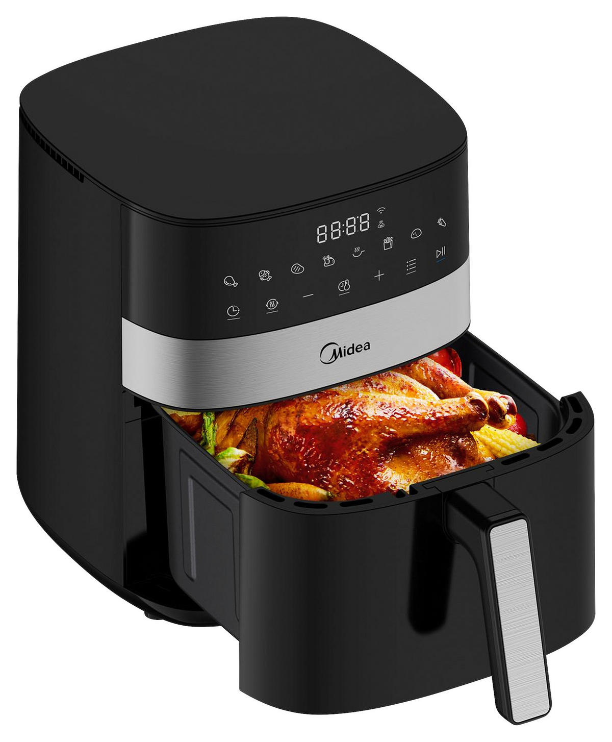 HEIßLUFTFRITTEUSE Airfryer MF-CN65E2 6.3 l  - Silberfarben/Schwarz, Basics, Kunststoff (38,7/30,0/27,1cm) - Midea
